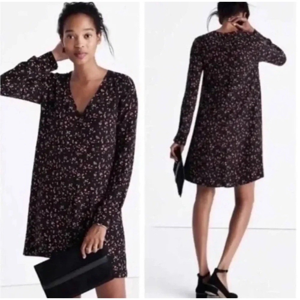Sezane Black V-Neck Long Sleeve Sundress